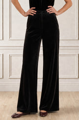Palazzo Velvet Trouser | Black
