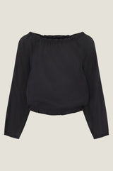 Ilana Long Sleeve Frill Gauze Top | Black