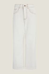 Denim Wide Leg Crop Jean | Ecru