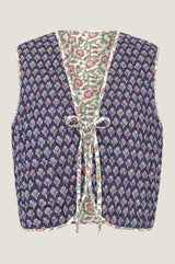 Arlo Quilted Organic Cotton Gilet | Primrose Stamp Navy/Pink
