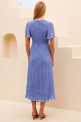 APPROVED Anais Crinkle Chiffon Dress | Bloom Blue/Cobalt - Aspiga