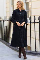 A-Line Baby Cord Shirt Dress | Navy