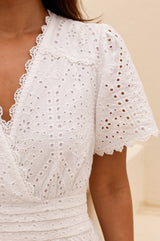 Edie Cotton Broderie Dress | White