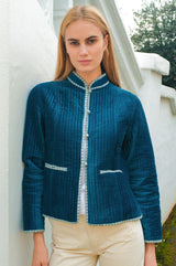 Velvet Quilted Jacket | Blue