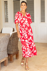 Emily EcoVero™ Dress | Red/Cream