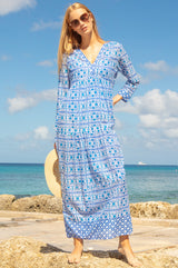 Mykonos Maxi Dress | White/Blue