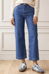 Denim Wide Leg Crop Jeans | Mid Wash - Aspiga