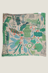 OMBRE Floral abstract scarf | Green/Beige