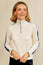 Merino Wool Overarm Stripe Quarter Zip Jumper | Cream/Navy/Blue