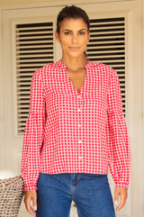 Leila Gingham Blouse | Red/Pink