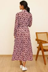 Minette Viscose Crepe Printed Shirt Dress | Animal Ikat Fig