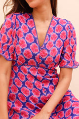 APPROVED Sally Anne Short Sleeve Dress | Blue/Pink - Aspiga