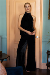 Palazzo Velvet Trouser | Black