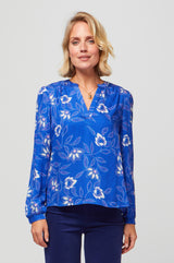 Olivia Blouse | Waterlily Cobalt/Purple