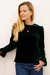 Faye Velvet Blouse | Emerald