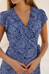 Demi EcoVero™ Wrap Dress | Circle Navy/White