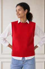 Merino Wool Knitted Tank | Red