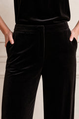 Palazzo Velvet Trouser | Black