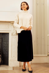 Velvet Midi Skirt | Aubergine