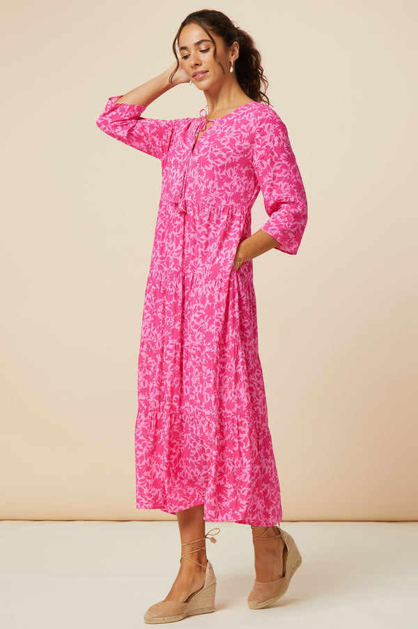 Emma EcoVero™ Midi Dress | Pink/Pink