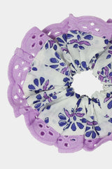 Lace Trim Scrunchie | Buta Blue/Purple