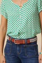 Triangle Leather Belt | White/Silver