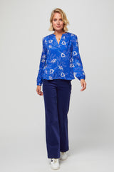 Olivia Blouse | Waterlily Cobalt/Purple