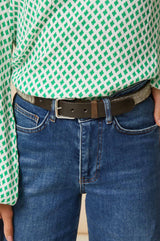 Full Beaded Leather Belt | Silver