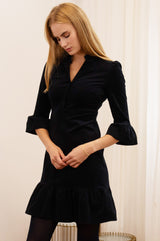 Percy Short Stretch Corduroy Dress | Black