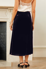 Velvet Midi Skirt | Aubergine