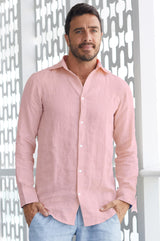 Men's Holiday Linen Shirt | Light Pink