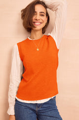 Merino Wool Knitted Short Tank | Bright Orange