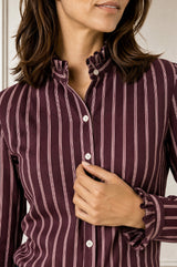 Frill Collar Stripe Blouse | Purple/Pink