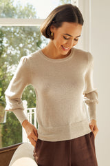 Metallic Knit Crew Neck Jumper | Gold