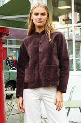 Velvet Quilted Jacket | Chocolate