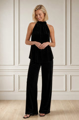Palazzo Velvet Trouser | Black