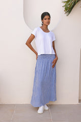 Brady Skirt | Santorini Border Blue/White