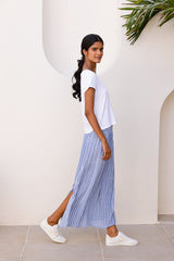 Brady Skirt | Santorini Border Blue/White