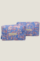 Block Print Medium Wash Bag | Japanese Flower Marina Blue