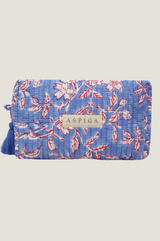 Block Print Medium Wash Bag | Japanese Flower Marina Blue