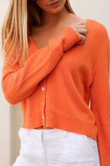 V Neck Cardigan | Orange - Aspiga