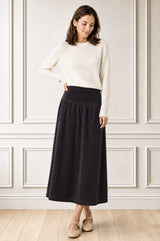 Dropped Waist Baby Cord Skirt | Aubergine