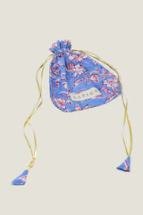 Block Print Pouch | Japanese Flower Marina Blue