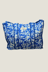 Block Print Quilted Tote Bag | Japanese Flower Cobalt