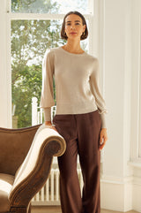 Metallic Knit Crew Neck Jumper | Gold