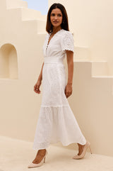 Edie Cotton Broderie Dress | White