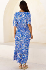 Lena EcoVero™ Dress | White/Blue - Aspiga