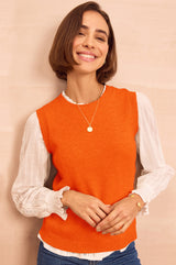 Merino Wool Knitted Short Tank | Bright Orange