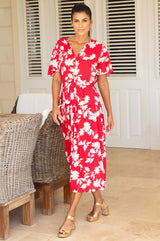 Emily EcoVero™ Dress | Red/Cream