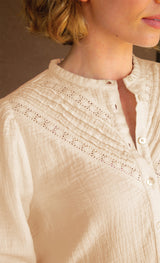 Chevron Lace Organic Cotton Cheesecloth Shirt | Ecru
